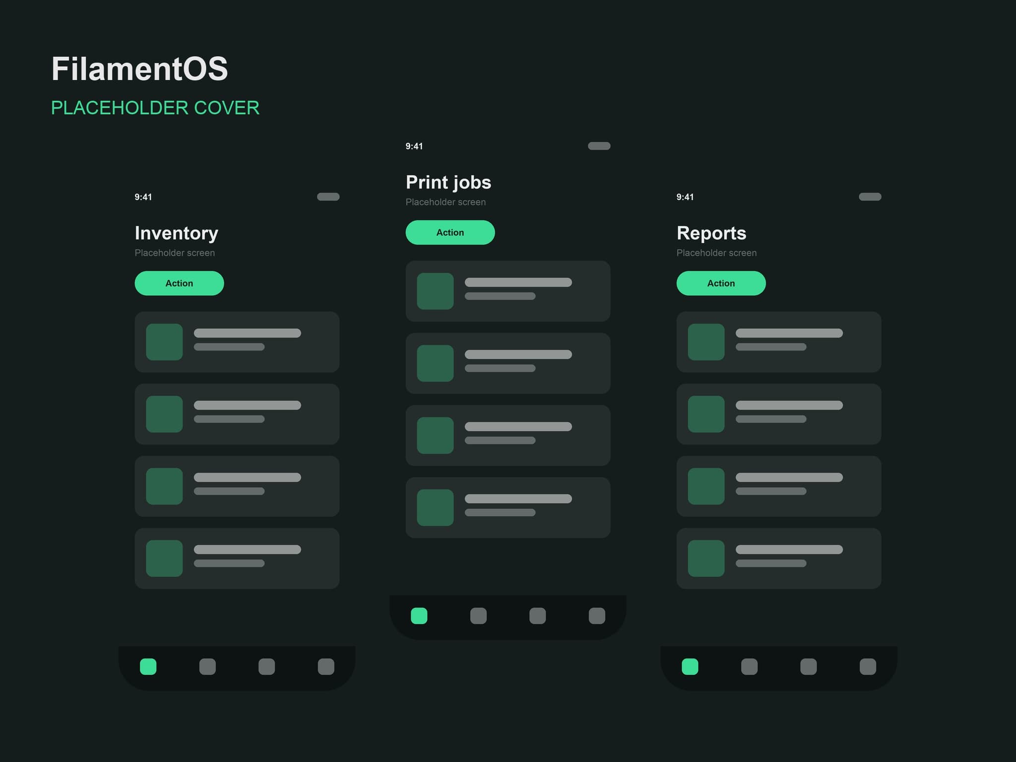 PLACEHOLDER — the FilamentOS app on three phones
